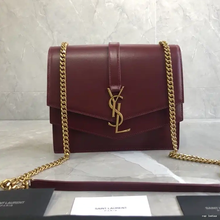 Rep ladies REP MEDIUM YSL SULPICE BAG CHAIN LEATHER BURGUNDY IN 0703